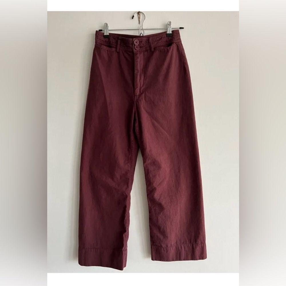 Apiece Apart, CLASSIC MERIDA PANT, 100% cotton, burgundy/clove, 4